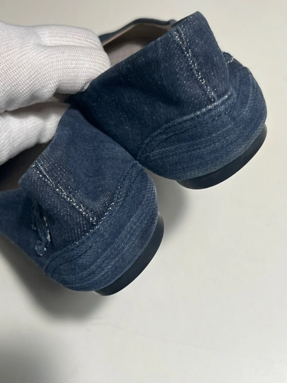 CHANEL Dark Navy Denim Ballet Flats